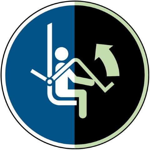Open de veiligheidsbeugel van stoeltjeslift – ISO 7010