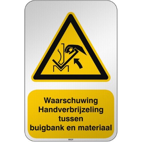 ISO-veiligheidspictogram – Waarschuwing
Handverbrijzeling tussen buigbank en materiaal