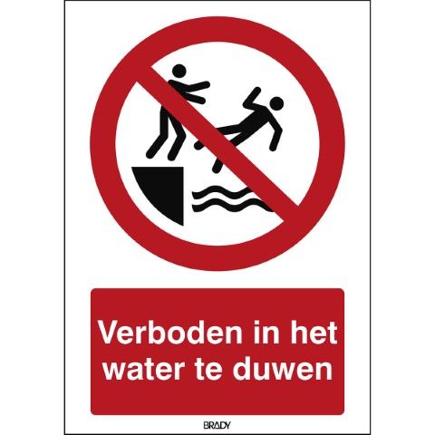ISO Veiligheidspictogram - Verboden in het water te duwen