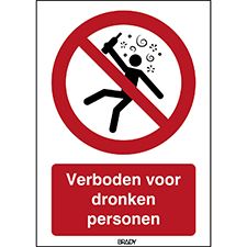 ISO Veiligh.Pic-Verboden Voor dronken Personen P043/NL349/Alu-210X297