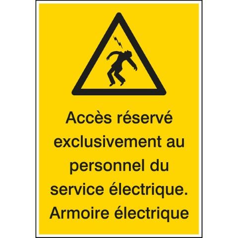 Pictogram voor Brandbestrijding - Accès réservé exclusivement au personnel du service électrique. Armoire électrique