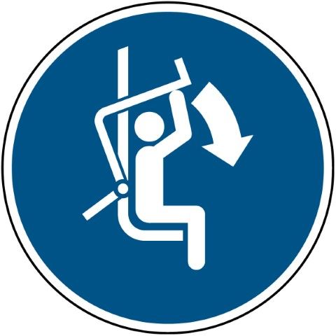 Sluit de veiligheidsbeugel van stoeltjeslift – ISO 7010