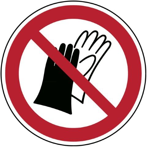 ISO Veiligheidspictogram - Dragen van handschoenen verboden