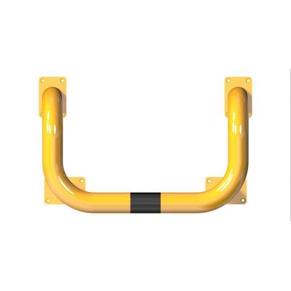Dubbele veiligheidsbeugel geel/zwart met voetplaten 400X750X400X650MM (DxBxDxH)