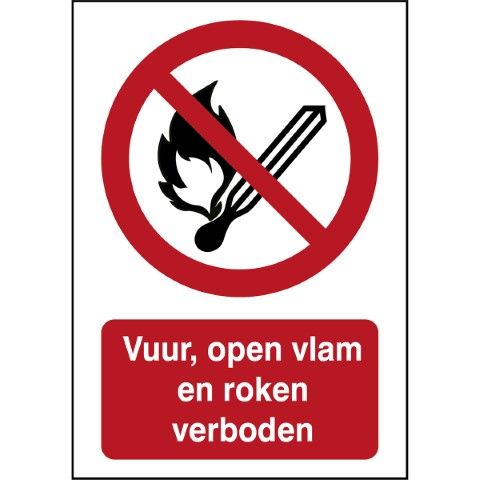 ISO 7010 Pictogrammen - Vuur, open vlam en roken verboden