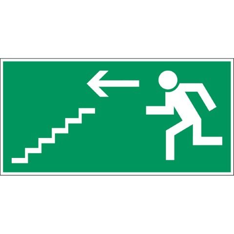 Reddingspictogram - Vluchtweg via trap - links - naar beneden