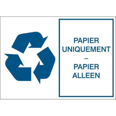 Tweetalige afval- en recyclage pictogrammen - Papier Uniquement - Papier Alleen - PAPIER UNIQUEMENT - PAPIER ALLEEN