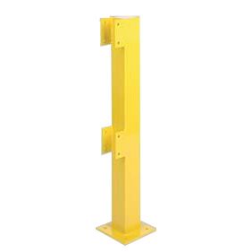 VEILIGHEIDSRELING GEEL EINDSTUK 100X100MM+VOETPLAAT, 1M HOOG - INDOOR