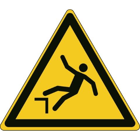 ISO Veiligheidspictogram - Waarschuwing: Vallen door hoogteverschil