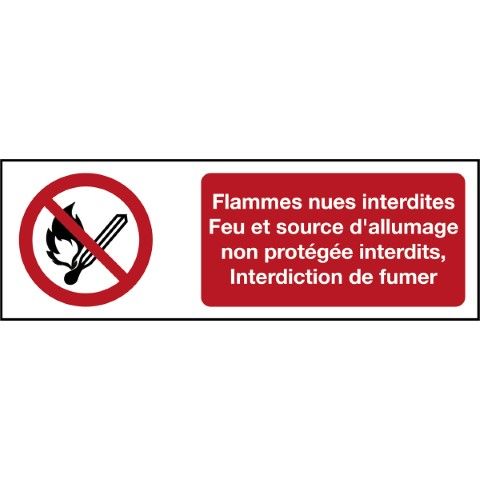 ISO 7010 Pictogrammen - Flammes nues interdites; Feu et source d'allumage non protégée interdits, Interdiction de fumer