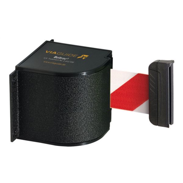 AFROLBAAR MUURLINT XL MET ZWART KADER EN LINT ROOD/WIT 5.4M
