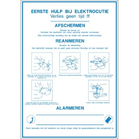 Poster - Eerste hulp bij elektrocutie - EERSTE HULP BIJ ELEKTROCUTIE...