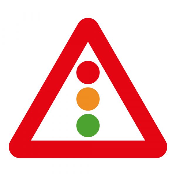 Bord SB250 - A33 - Zijde 700 mm - HI - Opgelet verkeerslichten