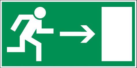 NOODUITGANG RECHTS, 400X200MM, PVC, FOTOLUM