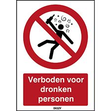 ISO Veiligh.Pic-Verboden Voor dronken Personen P043/NL349/Alu-148X210