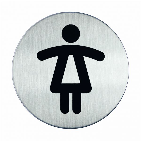 PICTOGRAM RVS DIA 83MM DAMES WC