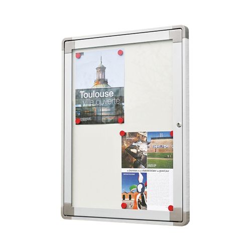 VITRINEKAST ALCYONE 720X980MM, ZILVERKLEURIG GEANOD. ALU KADER + SLOT