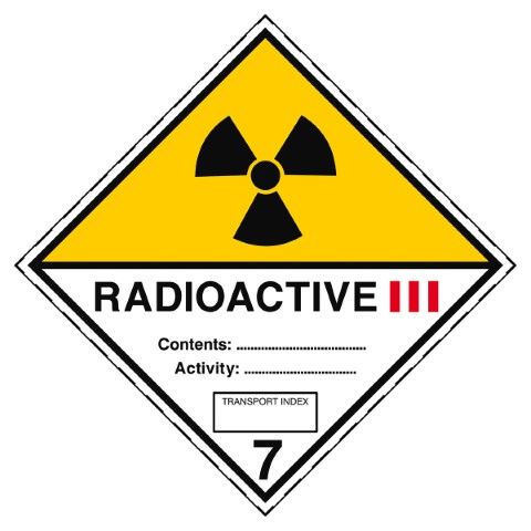 Vervoerspictogram - Radioactief 7C III - RADIOACTIVE III Content: Activity:  TRANSPORT INDEX  7