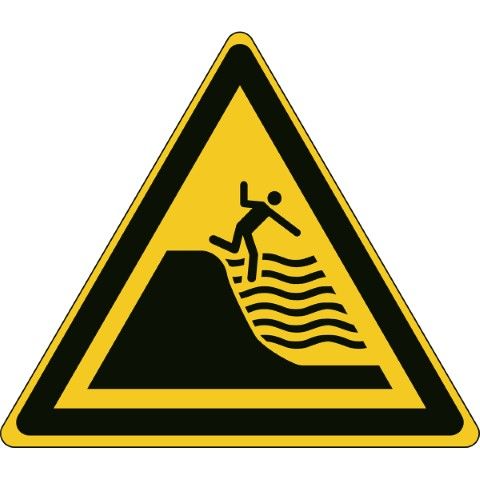 ISO Veiligheidspictogram - Waarschuwing – Sterk aflopend strand