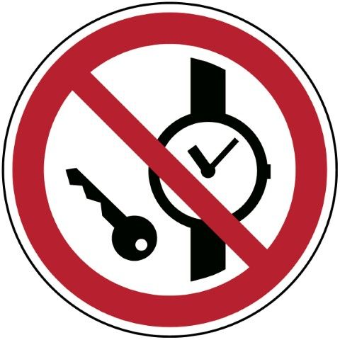 ISO Veiligheidspictogram - Kleine metalen voorwerpen verboden