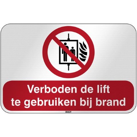 ISO-veiligheidspictogram – Verboden de lift te gebruiken bij brand