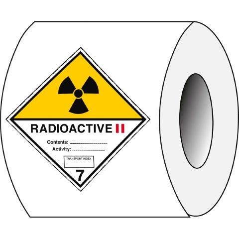 Vervoerspictogram - Radioactief 7B II - RADIOACTIVE II Content: Activity:  TRANSPORT INDEX  7