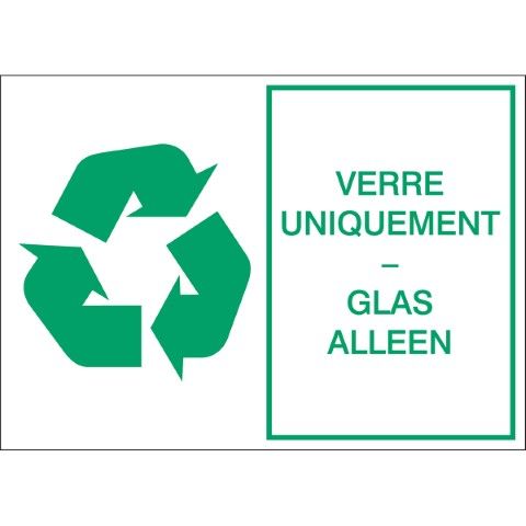 Tweetalige afval- en recyclage pictogrammen - Verre Uniquement - Glas Alleen - VERRE UNIQUEMENT - GLAS ALLEEN